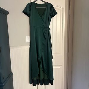 Baltic Born Silk Emerald Green Wrap Dress